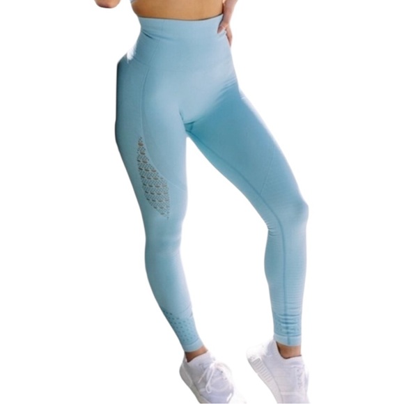 Gymshark Energy Sky Blue High-Waisted Compression Seamless Legging Small - Picture 2 of 6
